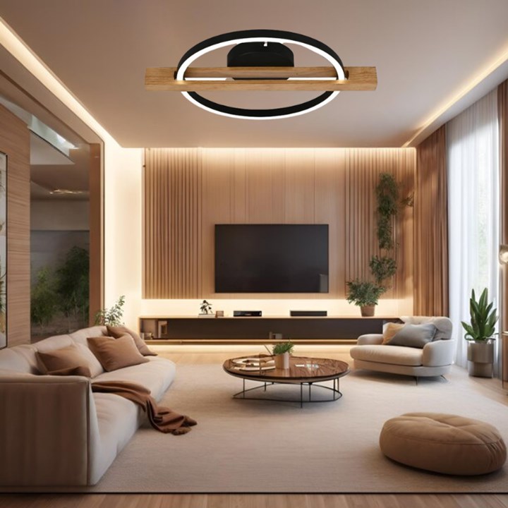 23135 STROPNA SVJETILJKA LED 12W OKRUGLI OBRUČ S DRVENIM DODATKOM 4000K